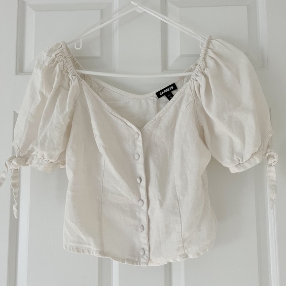 EXPRESS linen blend button top- XS - Picture 1 of 2